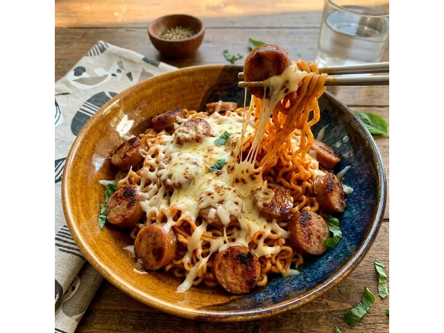 Milk Buldak with sausage: Buldak Cooked in Milk