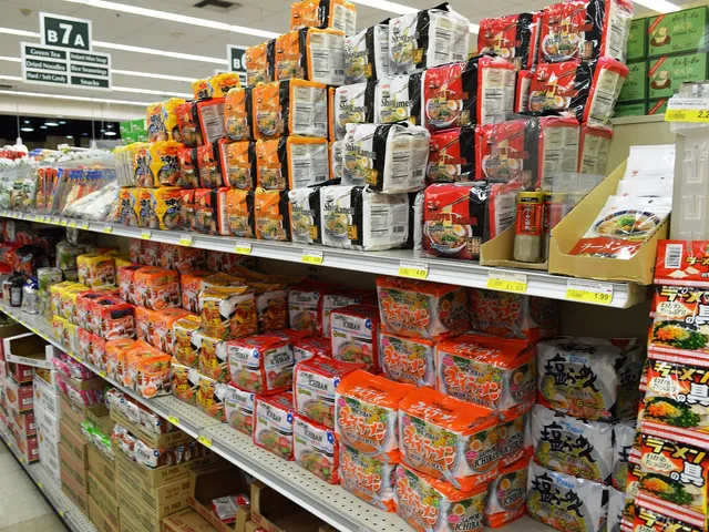Instant ramen and yakisoba packs at Mitsuwa Marketplace Costa Mesa