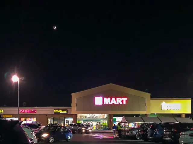 H Mart Jericho at night