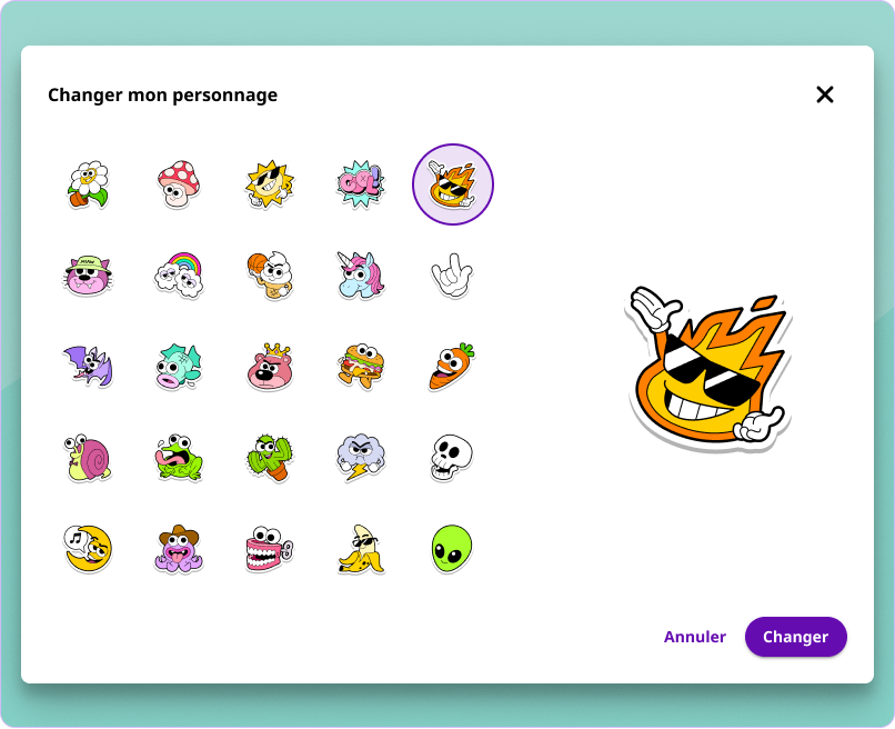 modale selection avatar