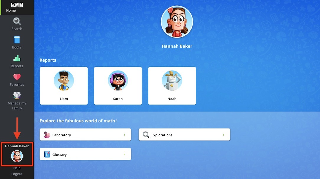 Netmath: modify my account