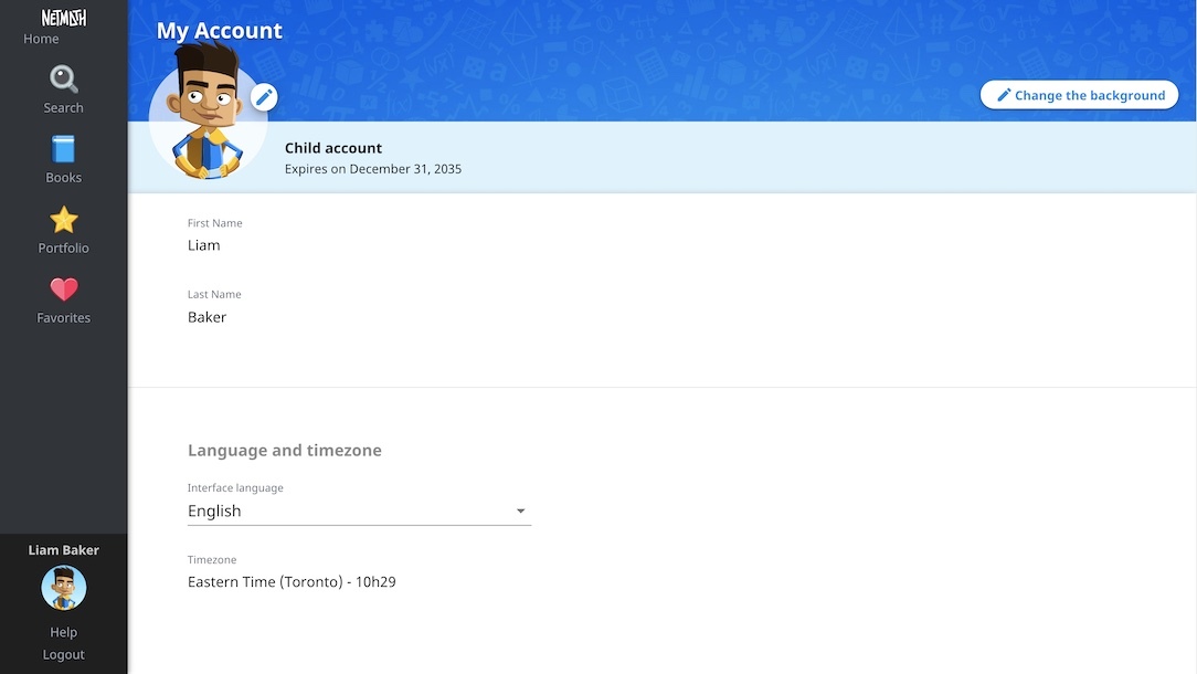Netmath: Child account