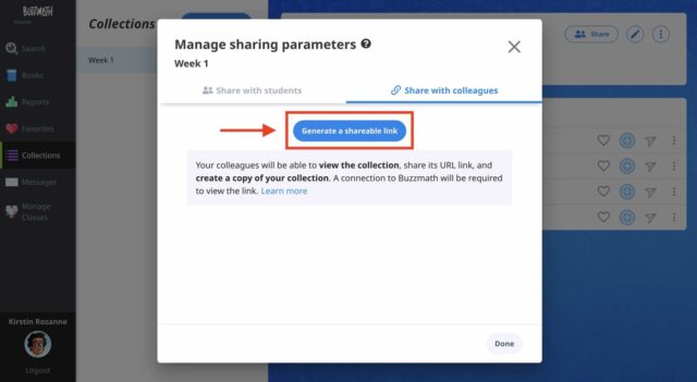 Buzzmath - How do I share my collection with my colleagues?