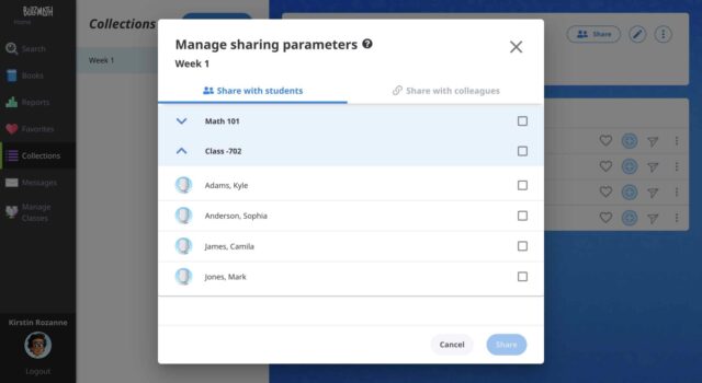 Buzzmath - How do I share my collection with my students?