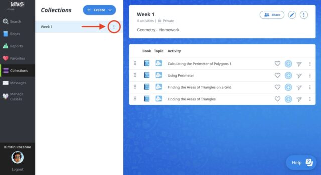 Buzzmath - share collections