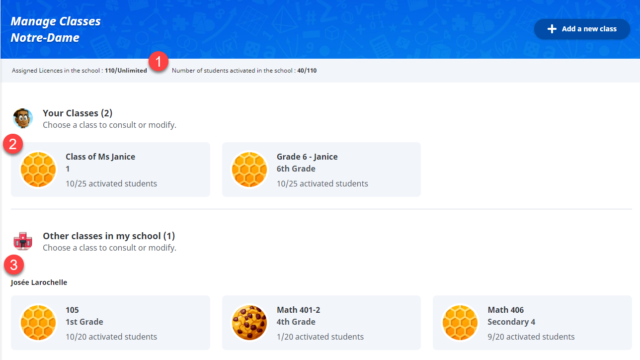 Buzzmath: Manage Classes