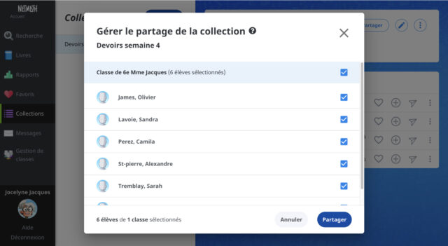 Partager une collection à tous les élèves