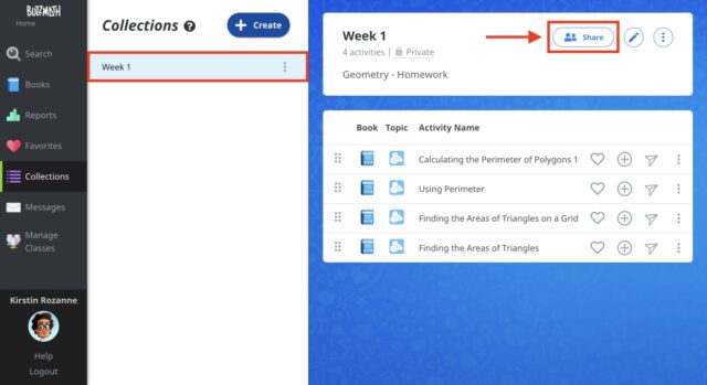 Share collection with students