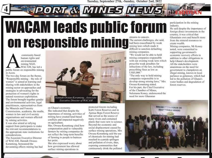Wacam undertakes policy advocacy for responsible mining