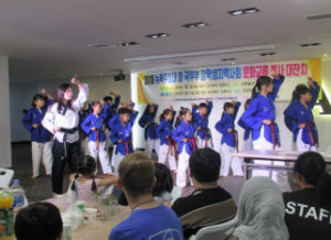 Local Koreans show off their Taekwando