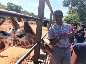 Kaleab learns how to say giraffe