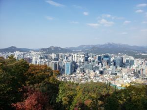 An autumn day in Seoul with a view of the city