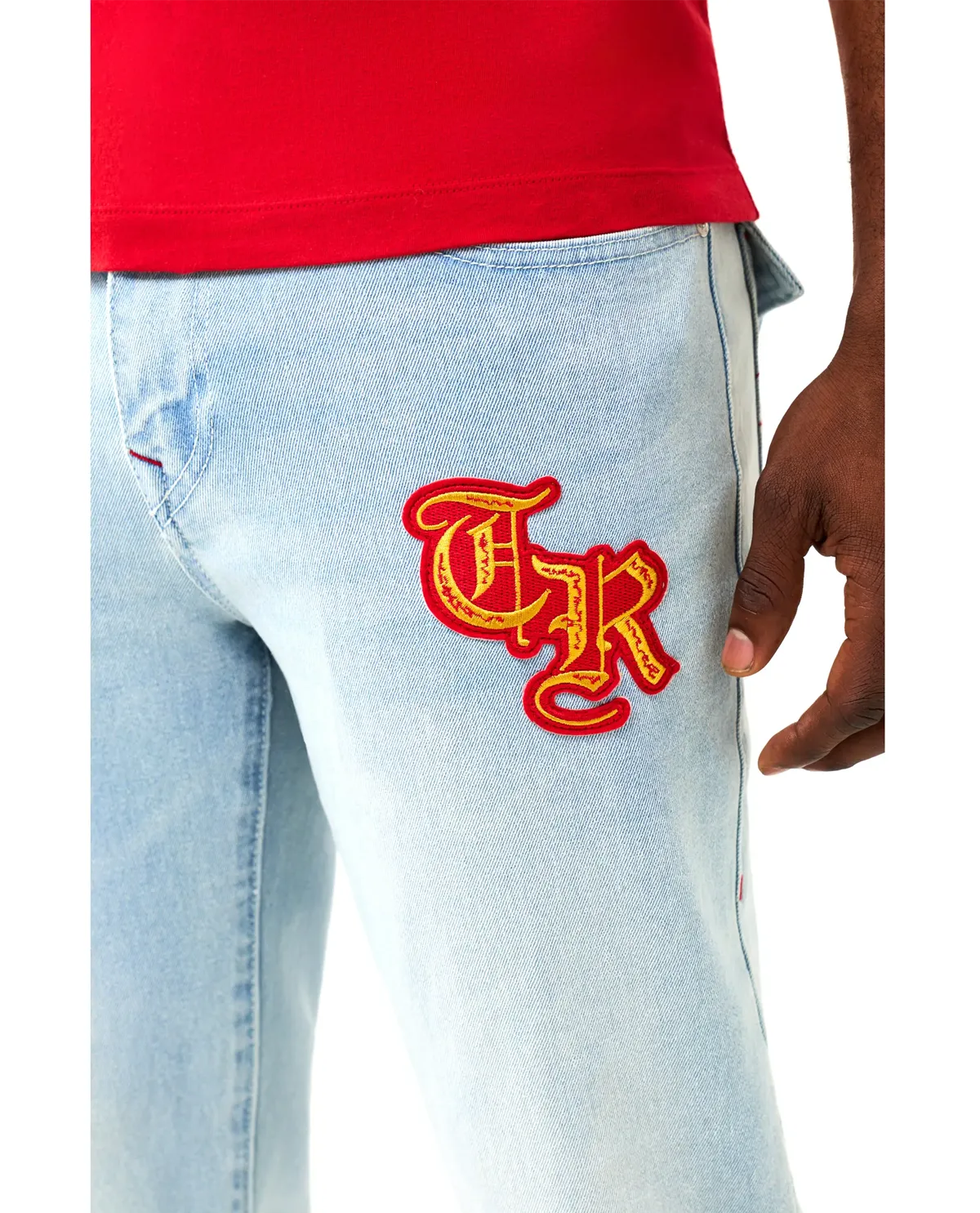 Geno Relaxed Slim Chenille Patch Jeans
