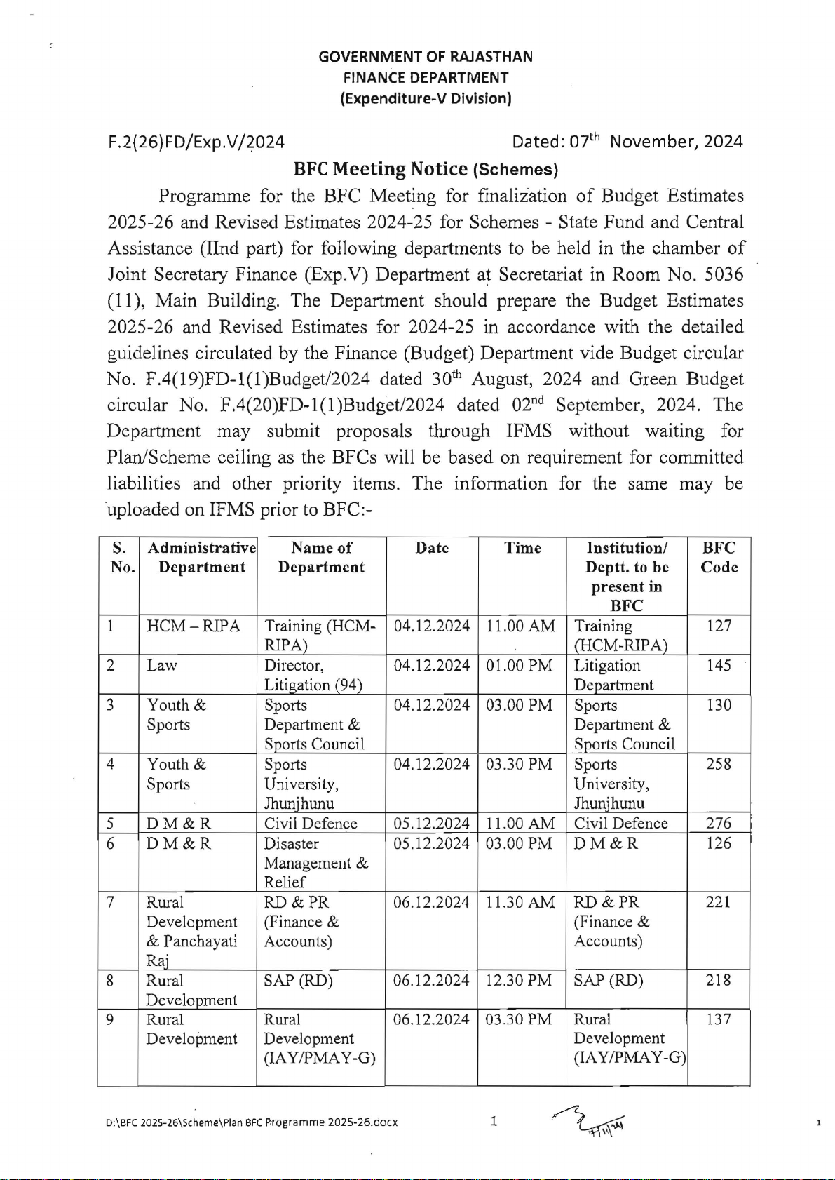 BFC Meeting Notice (Schemes)