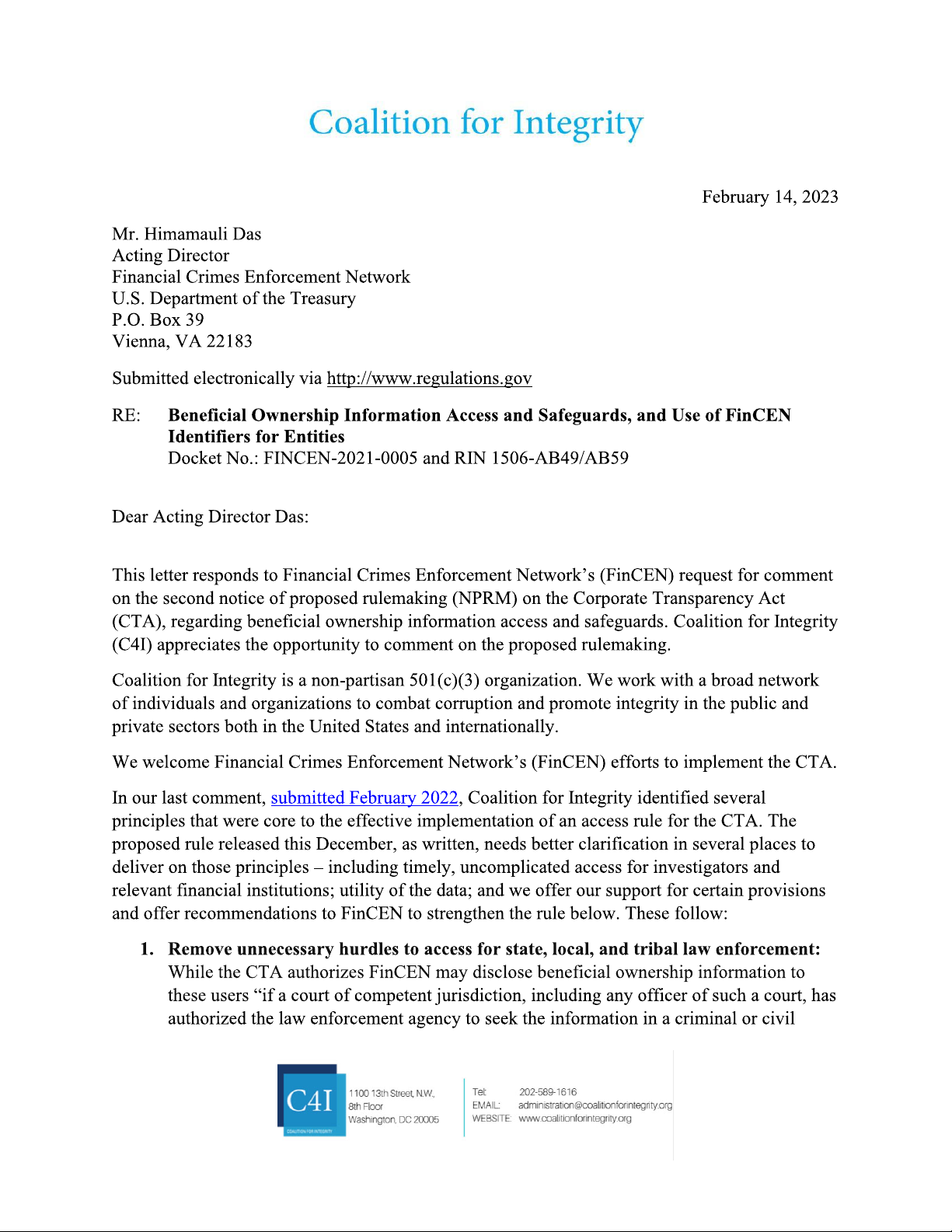 Beneficial Ownership Information Access and Safeguards, and Use of FinCEN Identifiers for Entities