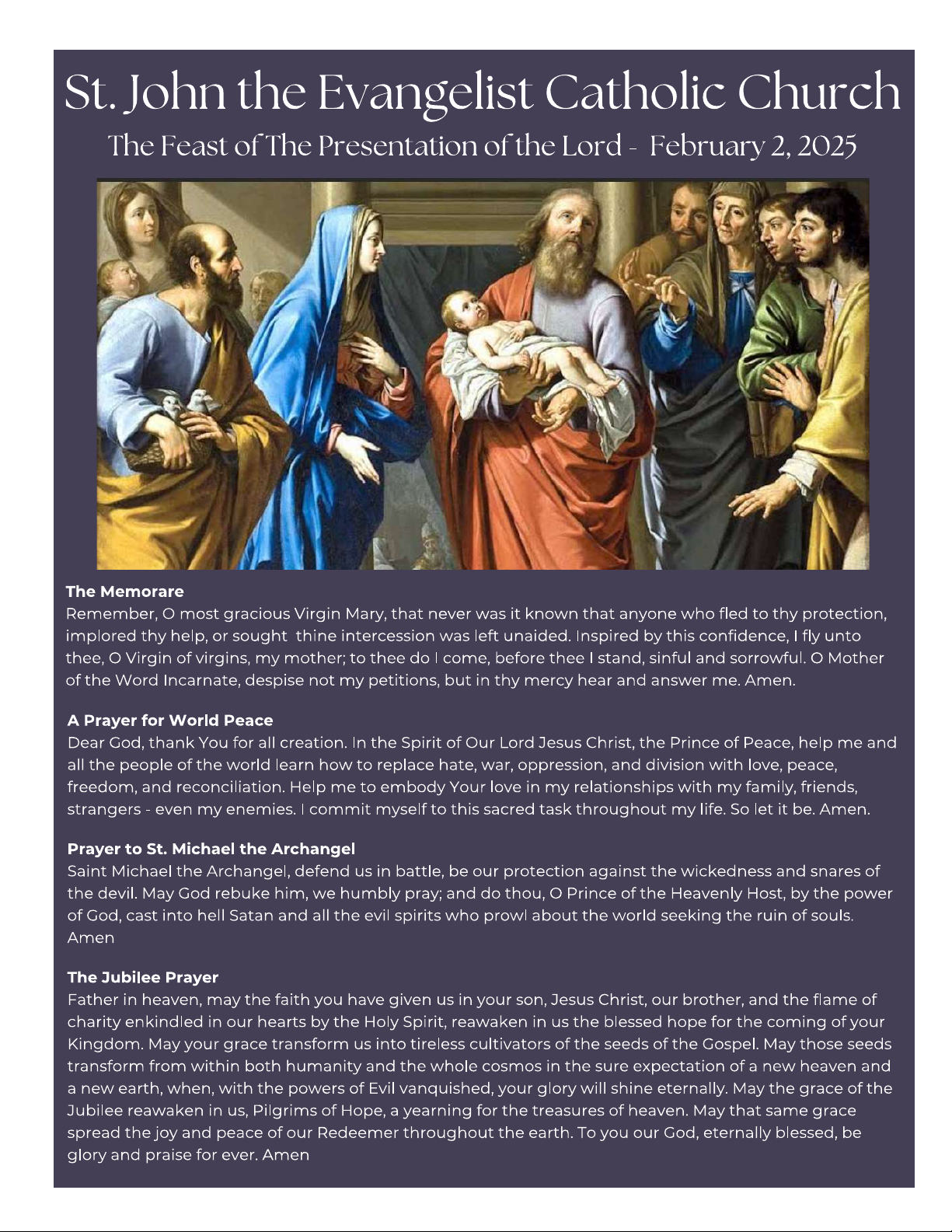 The Feast of The Presentation of the Lord - February 2, 2025