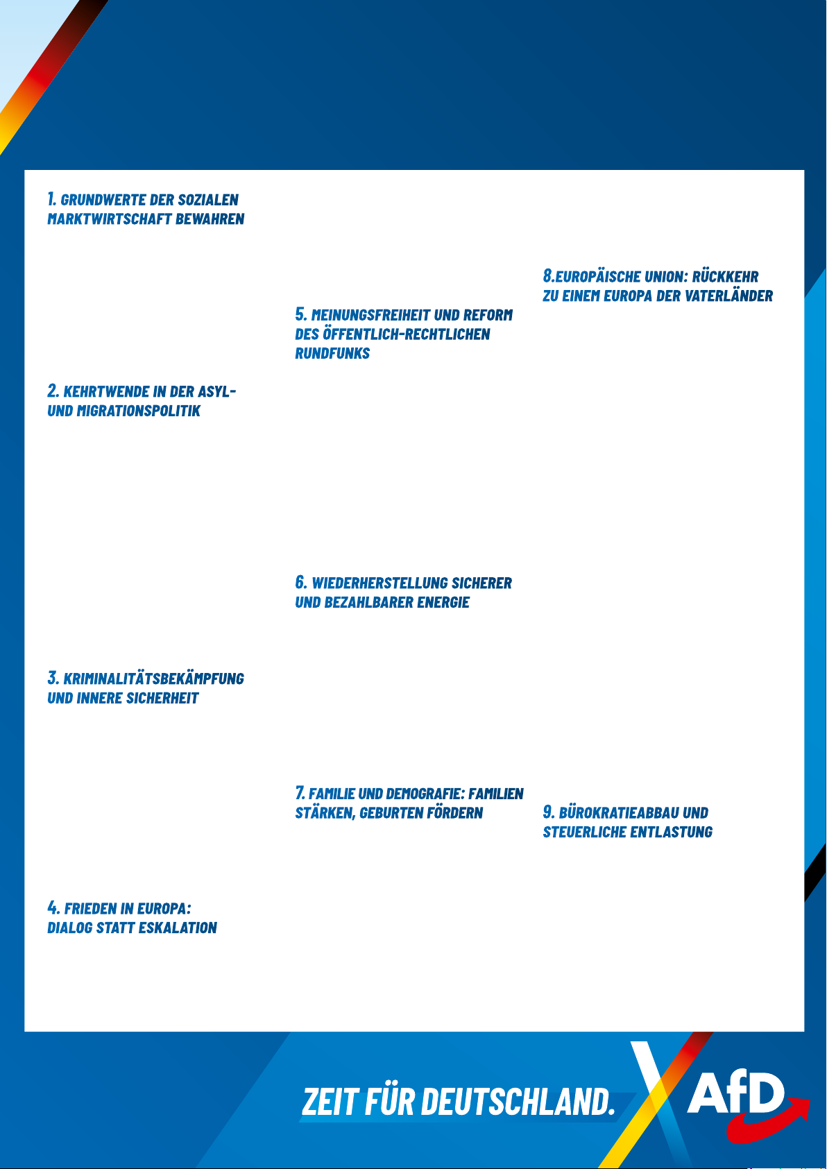 KERNFORDERUNGEN AfD-WAHLPROGRAMM 2025