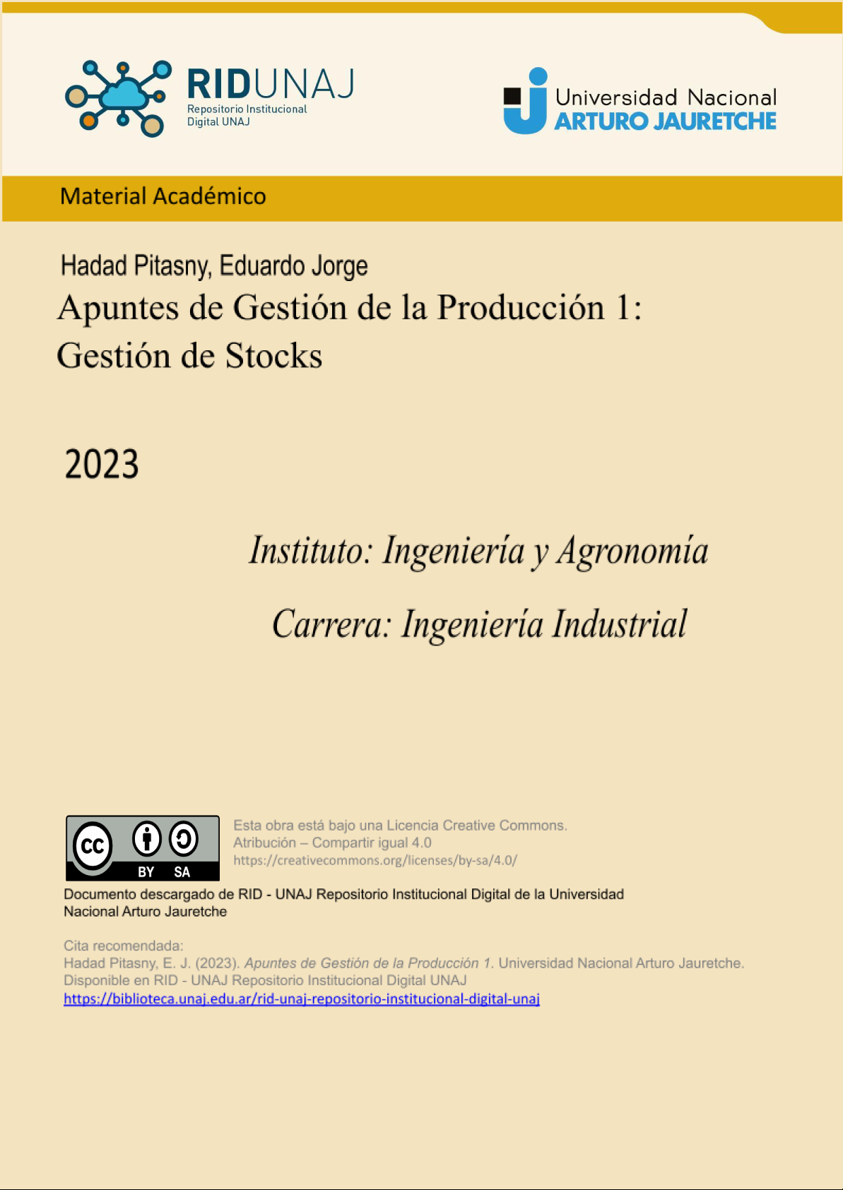 Apuntes de Gestión de la Producción 1: Gestión de Stocks