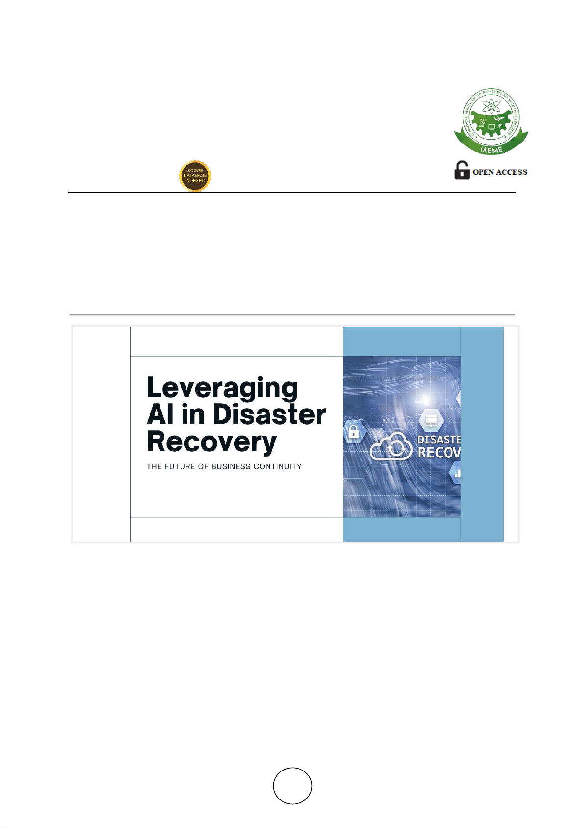 LEVERAGING AI IN DISASTER RECOVERY: THE FUTURE OF BUSINESS CONTINUITY