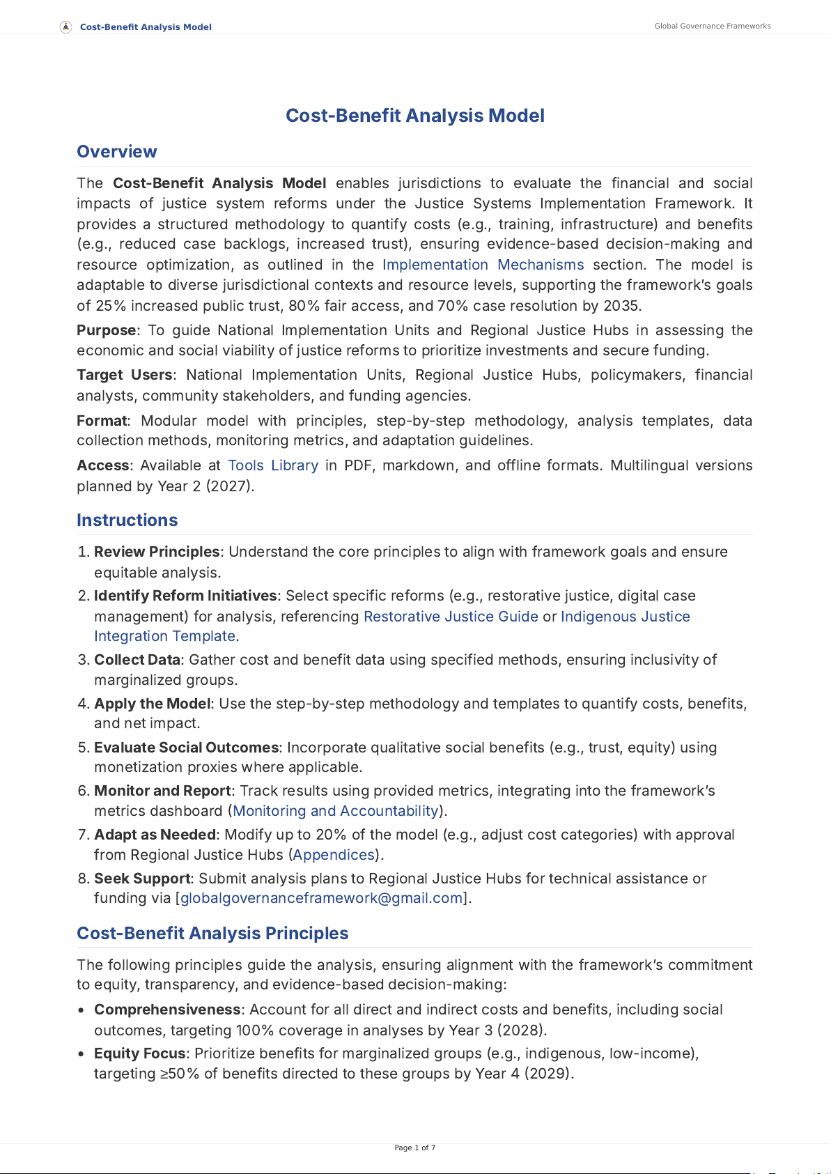 Cost-Benefit Analysis Model
