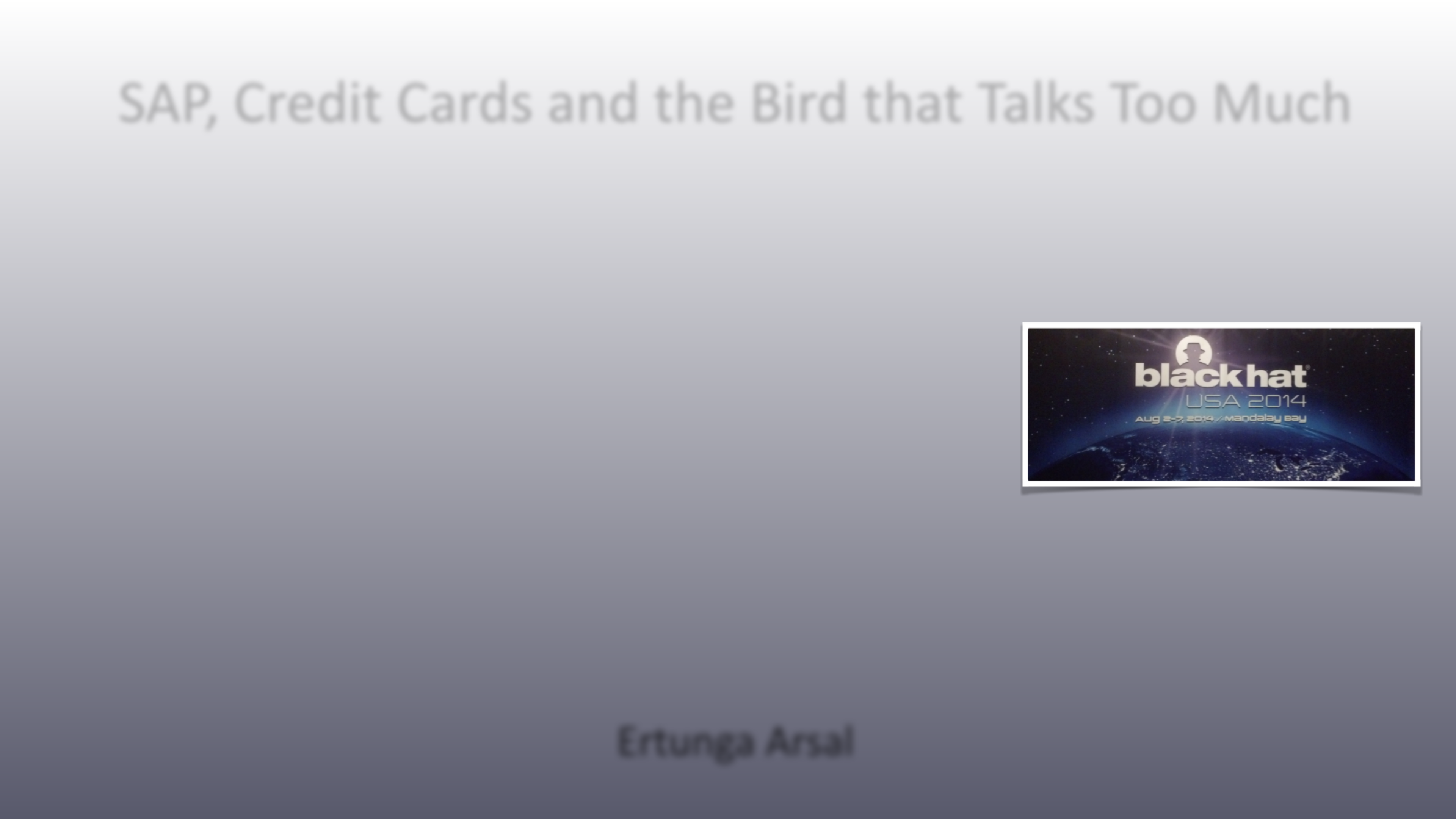 SAP, Credit Cards and the Bird that Talks Too Much