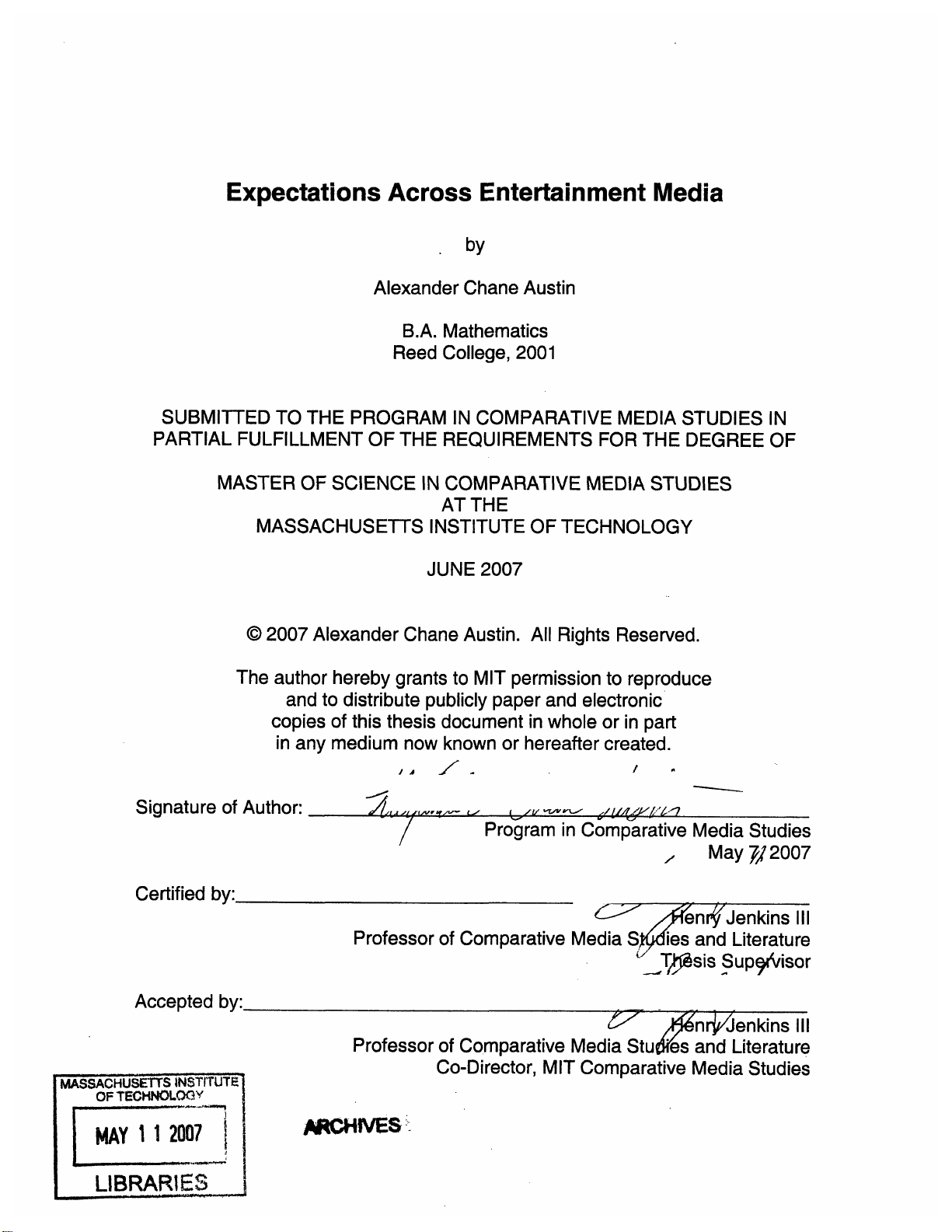 Expectations across entertainment media