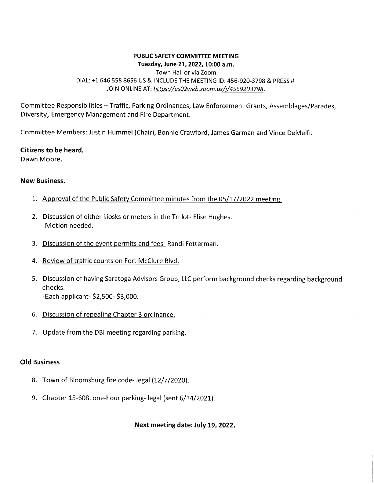 PUBLIC SAFETY COMMITTEE MEETING