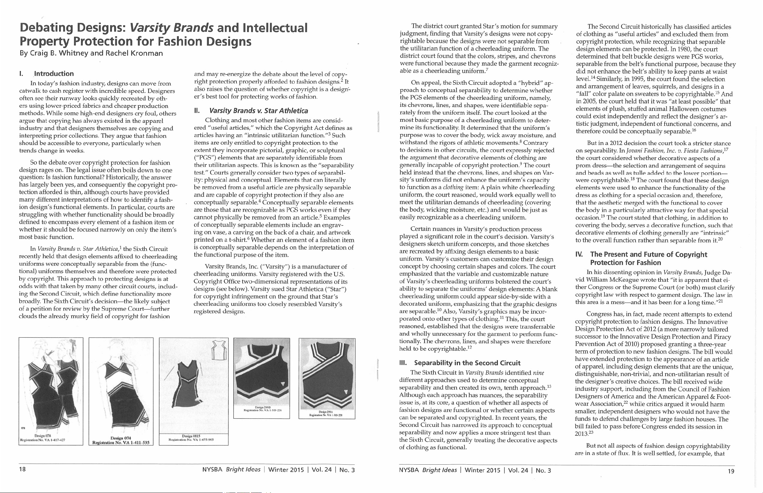 Debating Designs: Varsity Brands and Intellectual Property Protection for Fashion Designs