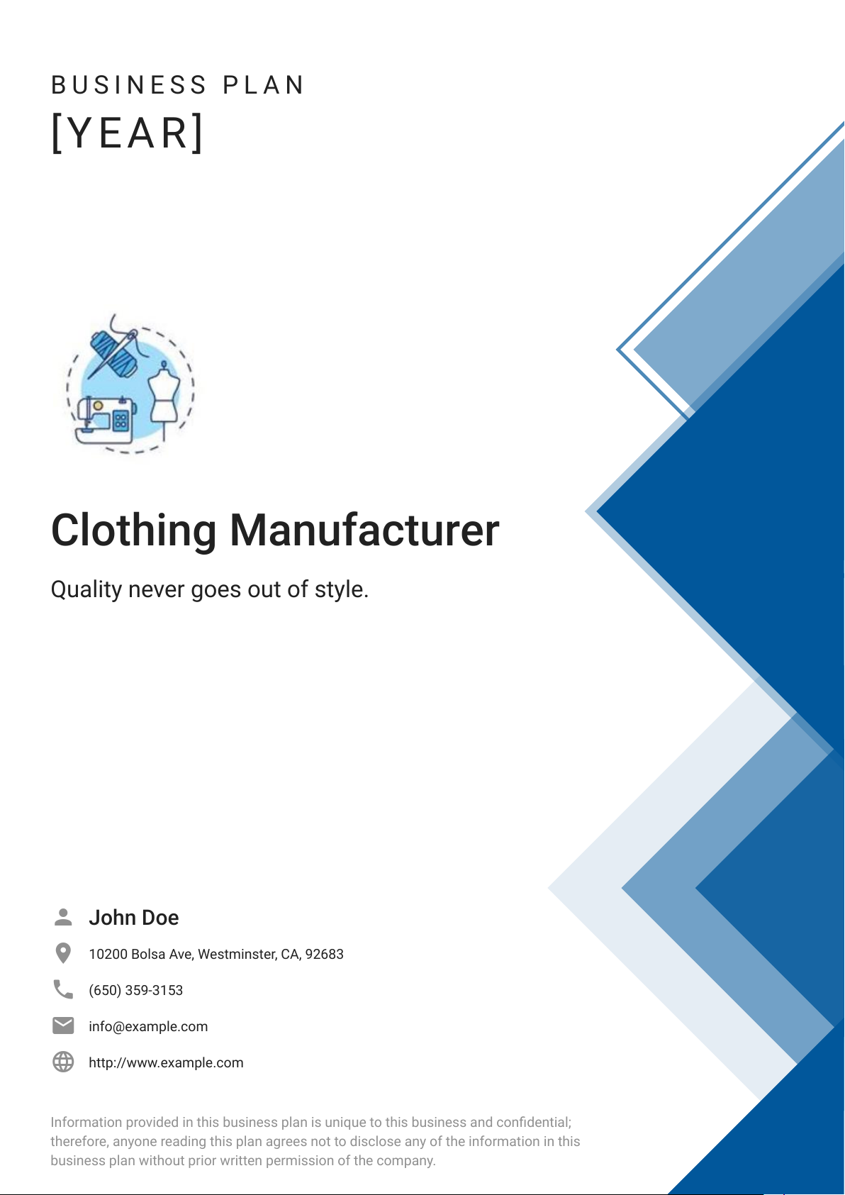 Clothing Manufacturer Business Plan [YEAR]
