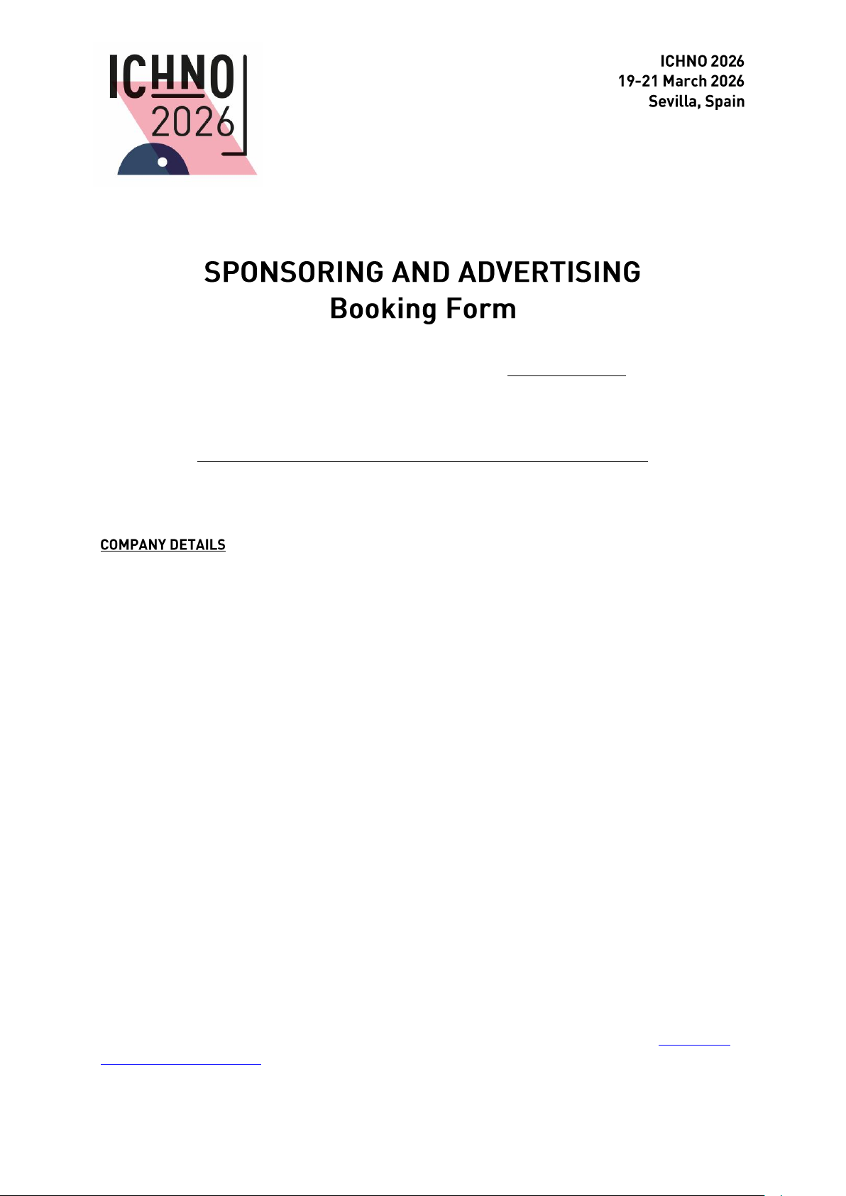 SPONSORING AND ADVERTISING Booking Form