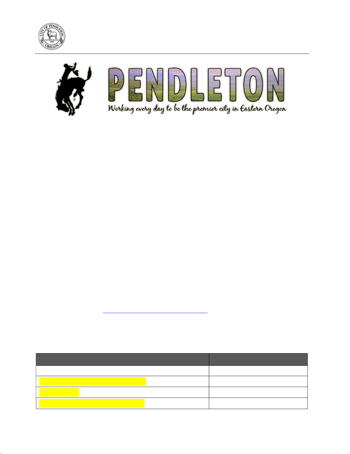 PENDLETON REQUEST FOR PROPOSALS Qualification Based Selection Janitorial Services