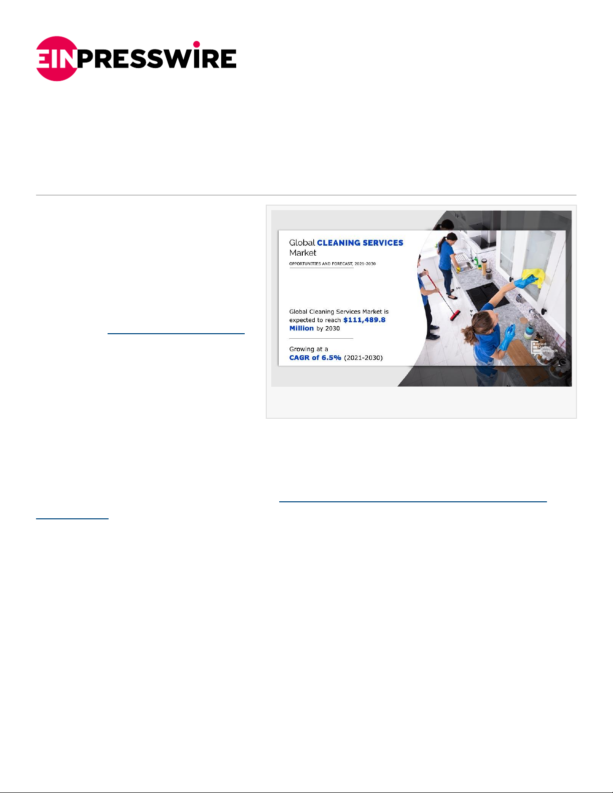 Cleaning Services Market Set to Expand at a Staggering 6.5% CAGR, Reaching $111,498.8 million by 2030