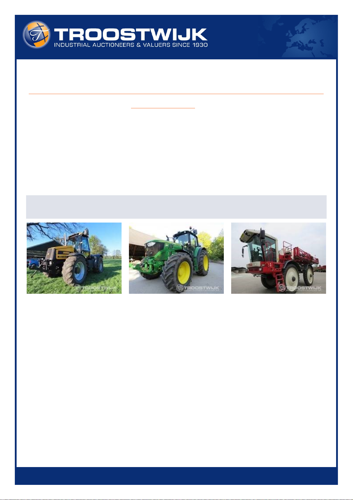 Materieel veiling agrarische-, groen-, grondverzet- en infra sector (NL) Online auction of agriculture and earth moving machines, etc