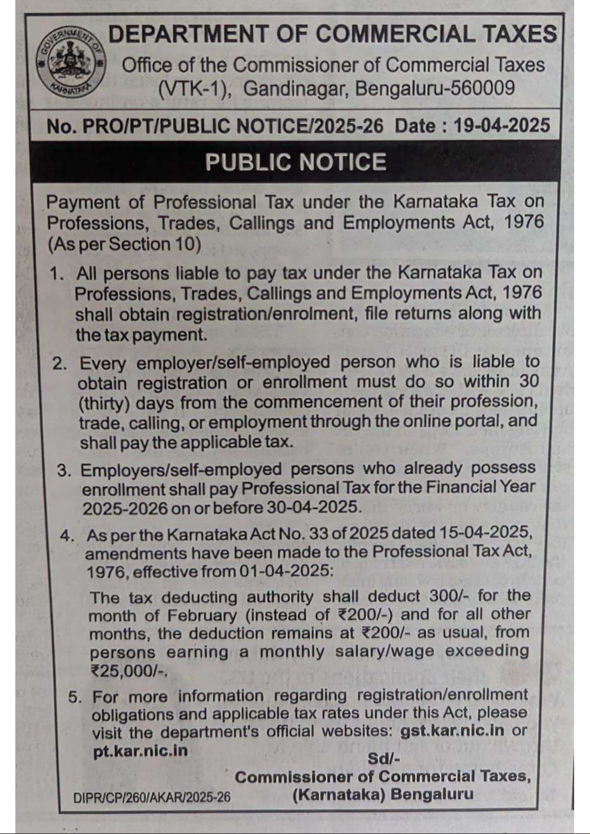 PUBLIC NOTICE