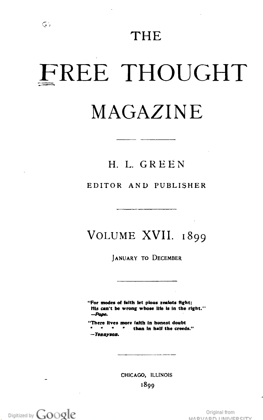 THE FREE THOUGHT MAGAZINE