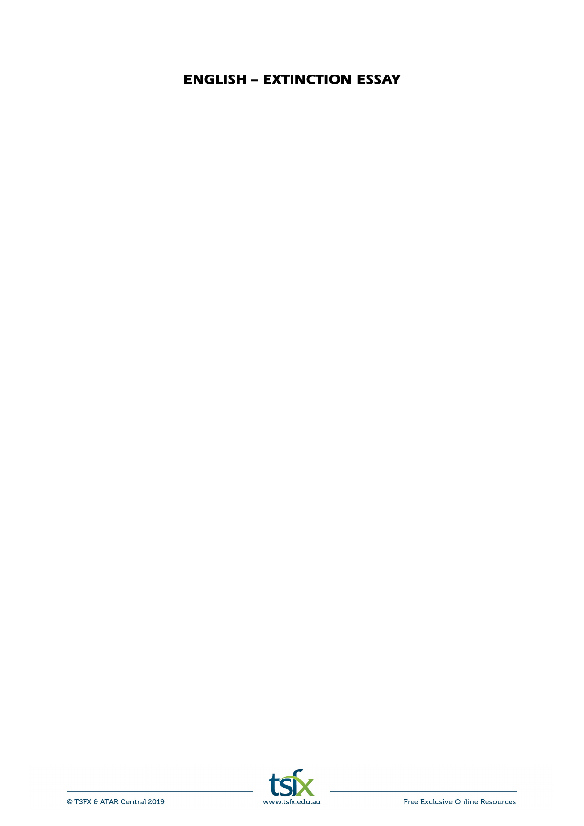 ENGLISH – EXTINCTION ESSAY