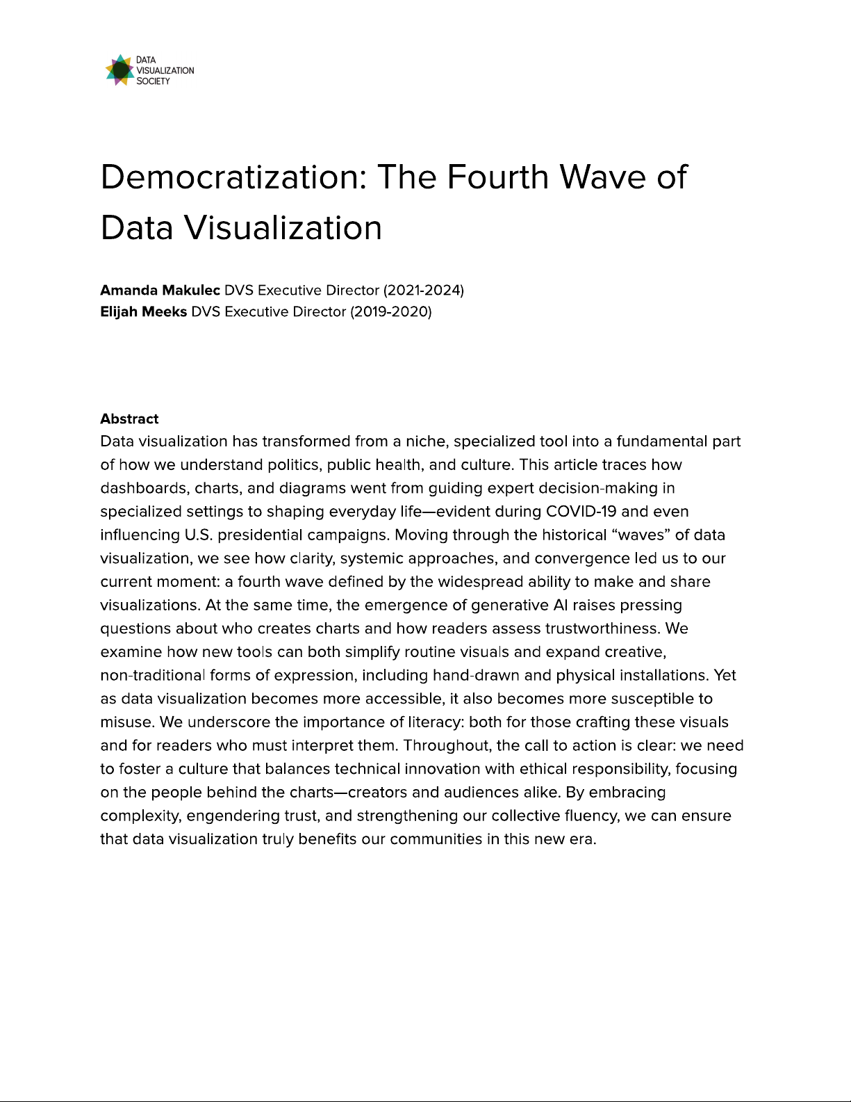 Democratization: The Fourth Wave of Data Visualization