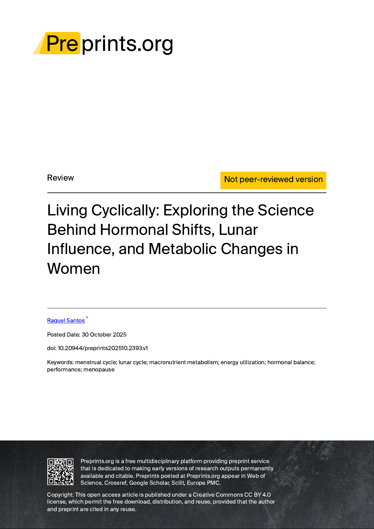 Living Cyclically: Exploring the Science Behind Hormonal Shifts, Lunar Influence, and Metabolic Changes in Women