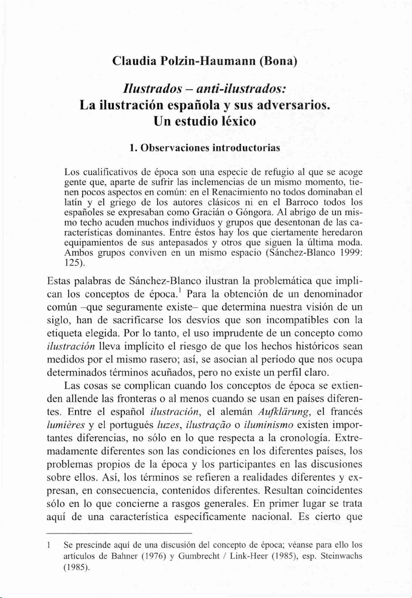 Ilustrados – anti-ilustrados: La ilustración española y sus adversarios. Un estudio léxico