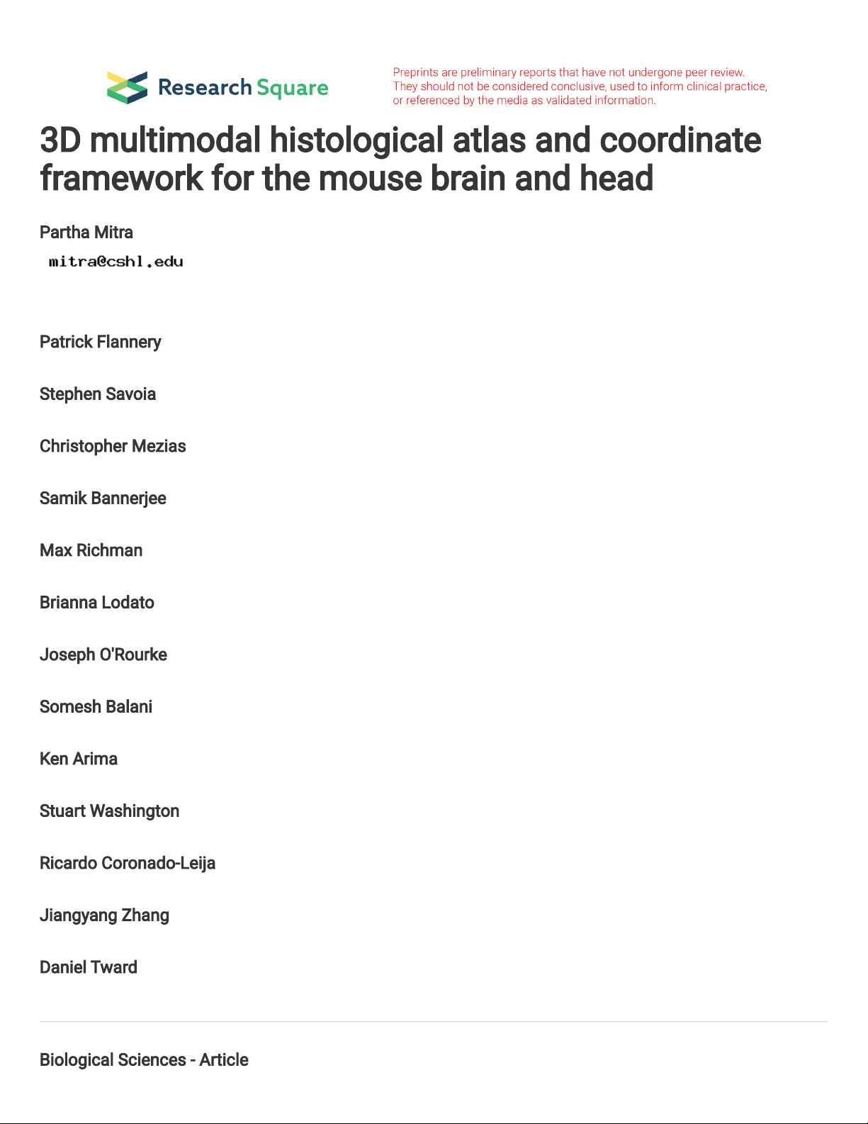 3D multimodal histological atlas and coordinate framework for the mouse brain and head