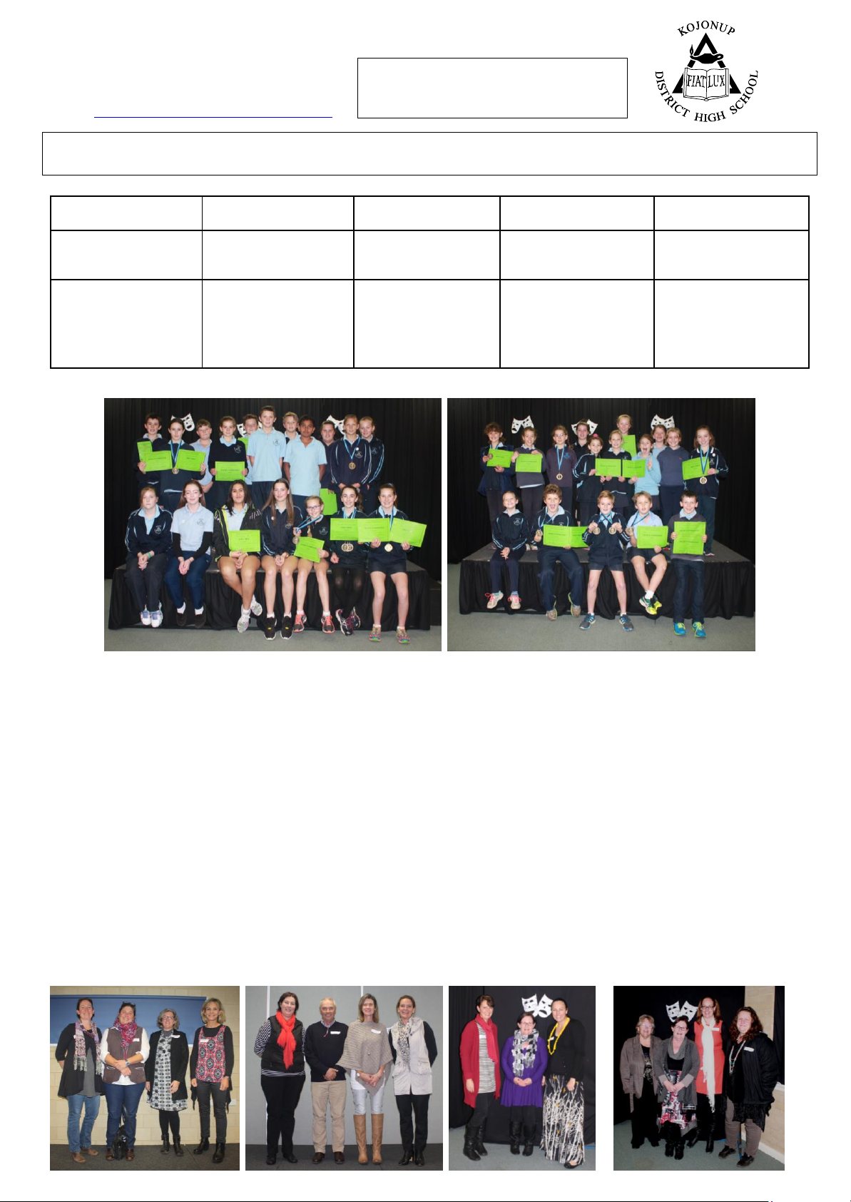 KOJONUP DISTRICT HIGH SCHOOL NEWSLETTER 17th JUNE 2016