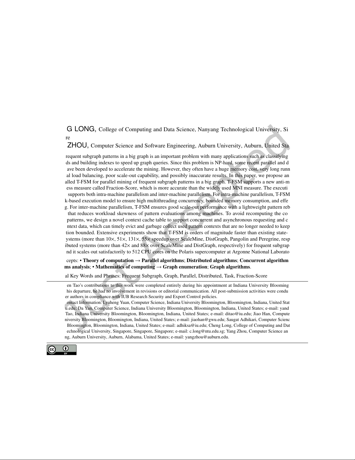 T-FSM: A Scalable Distributed Task-Based System for Frequent Subgraph Pattern Mining from a Big Graph