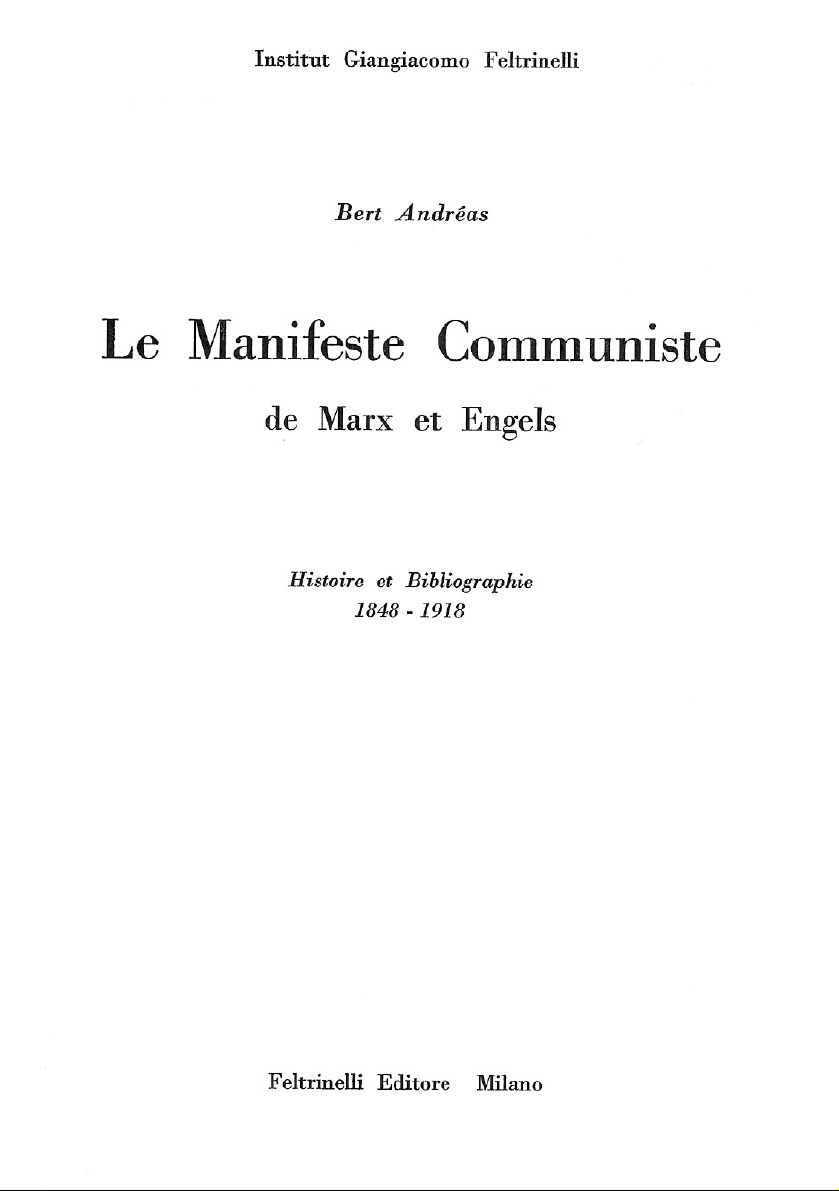 Le Manifeste Communiste de Marx et Engels
