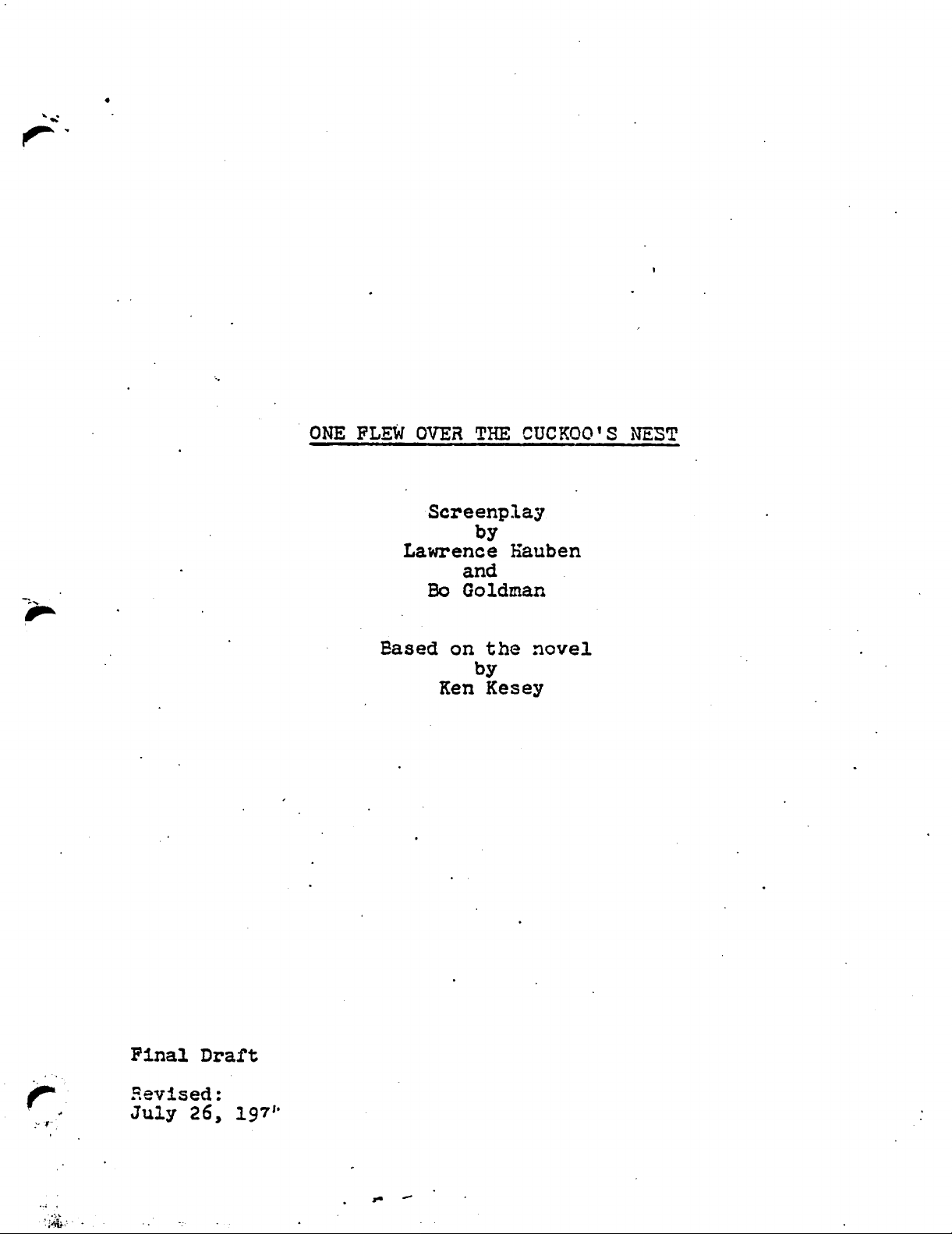 ONE FLEW OVER THE CUCKOO'S NEST
