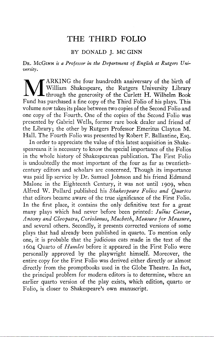 The Third Folio
