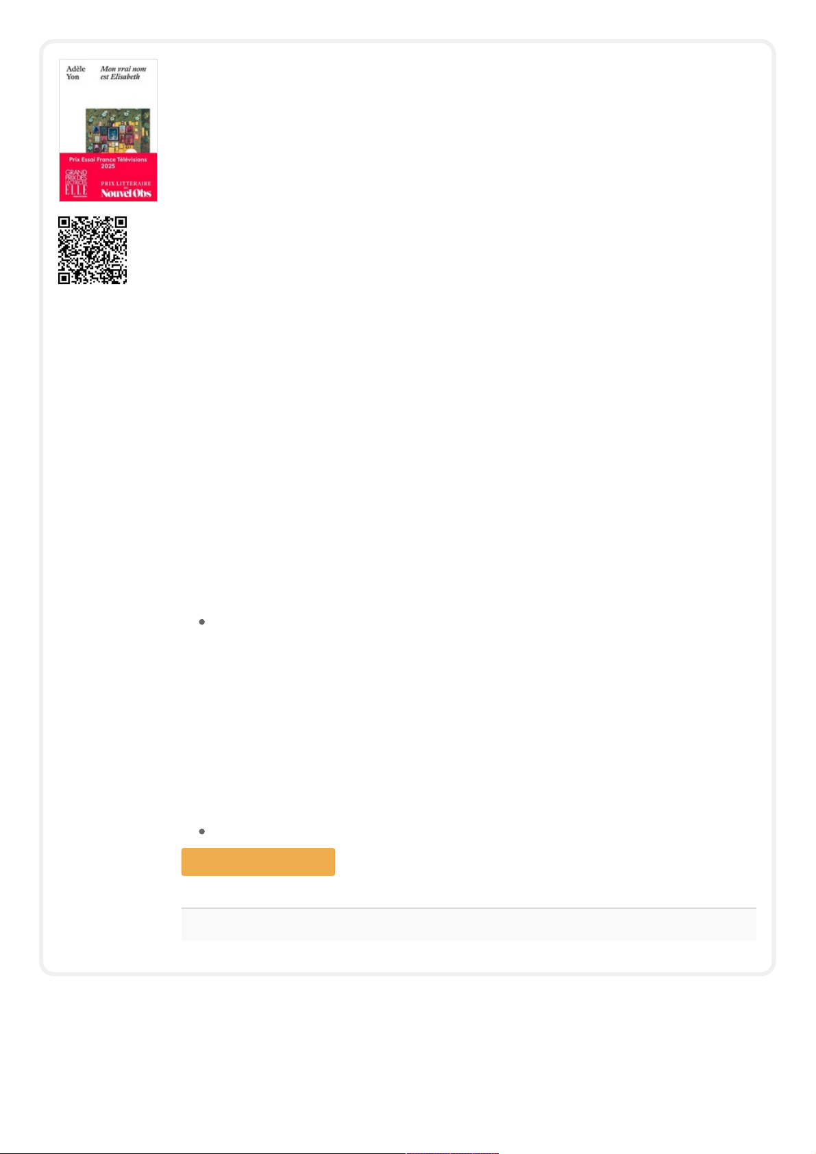 Mon vrai nom est Elisabeth