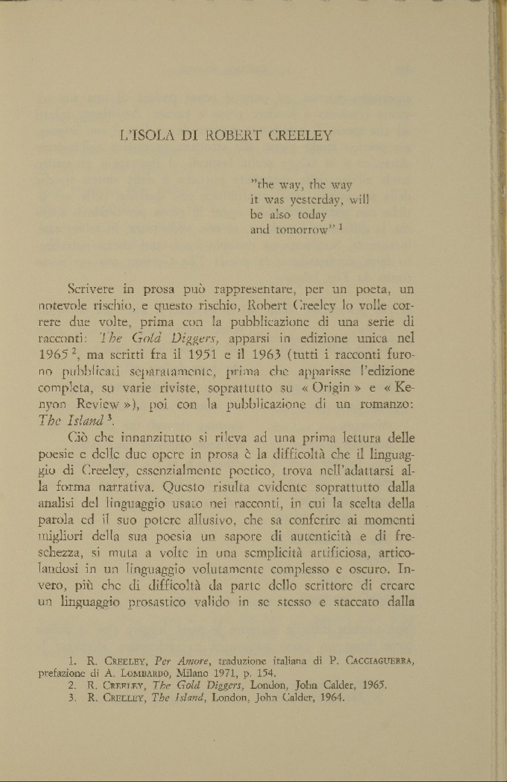 L’isola di Robert Creeley