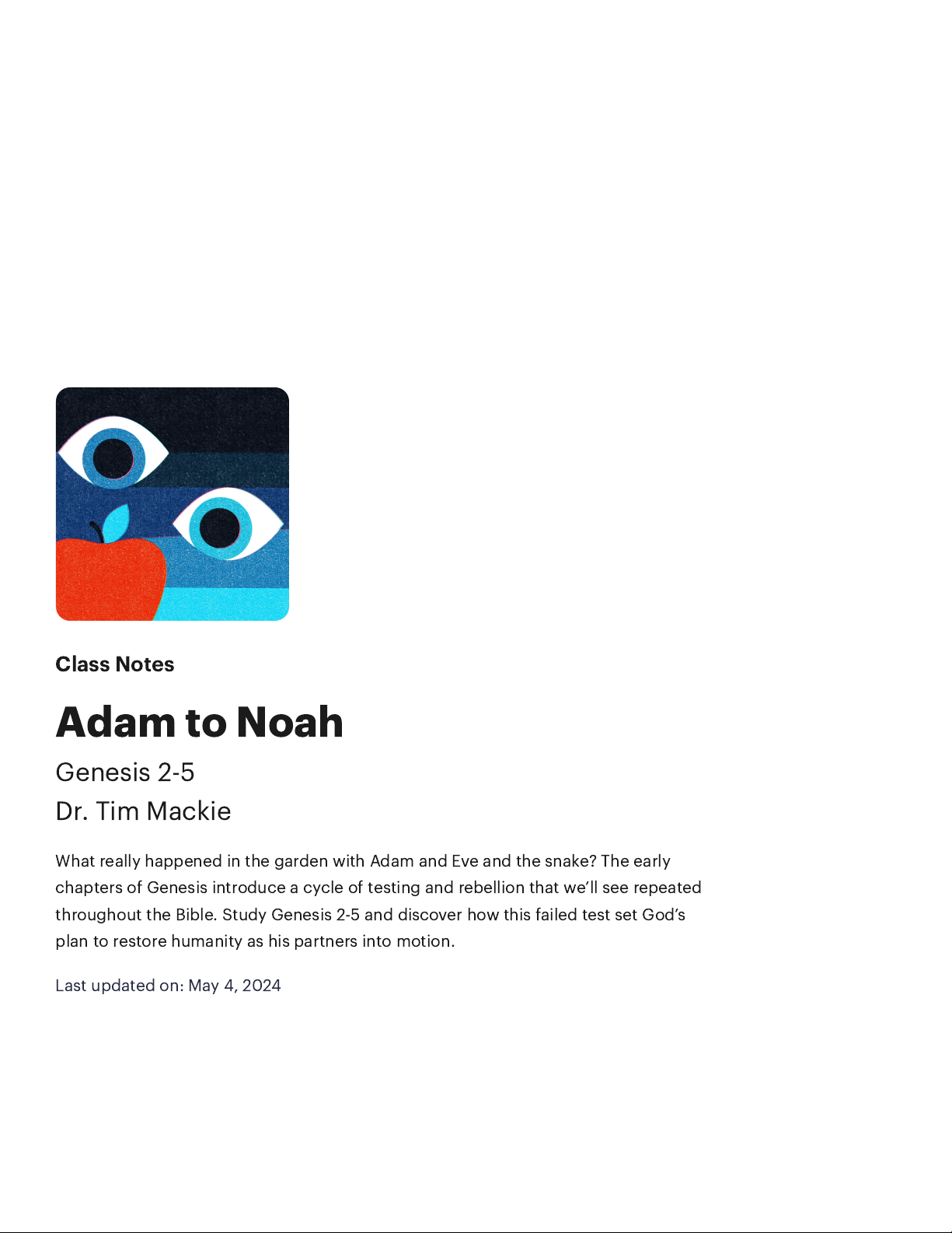 Class Notes: Adam to Noah