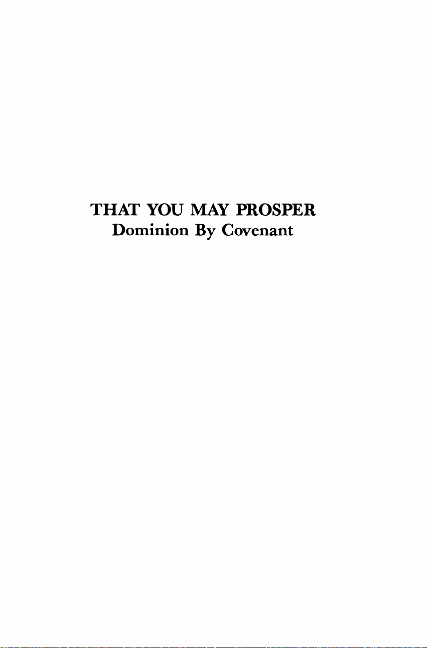THAT YOU MAY PROSPER Dominion By Covenant