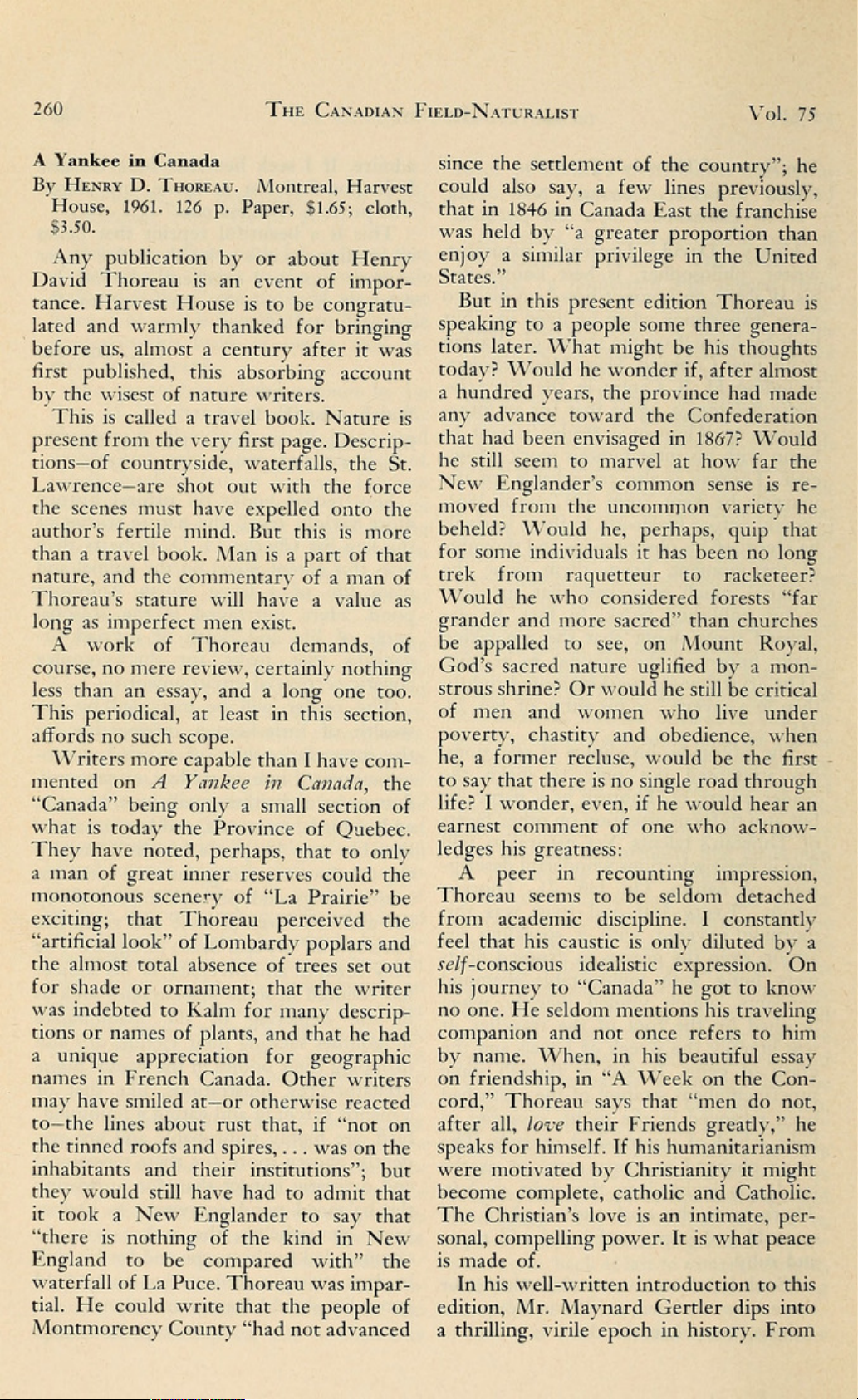 A Yankee in Canada, by Henry D. Thoreau [Review]